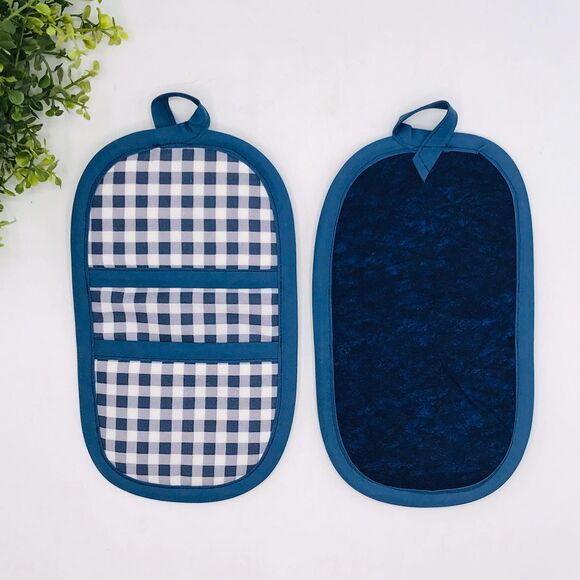 Trivet, Finger Hotpad, 2 Square Potholders, and Scrubbie, Navy Blue, 5 Piece Set - Picture 4 of 9